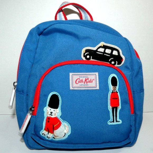 NWT Backpack Cath Kids London Tote Carrier Small Bag Blue Red Adjustable Straps - Picture 1 of 16